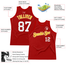 Load image into Gallery viewer, Custom Red White-Gold Authentic Throwback Basketball Jersey
