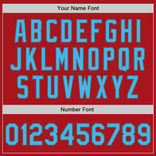 Load image into Gallery viewer, Custom Red Steel Gray Pinstripe Sky Blue Authentic Baseball Jersey
