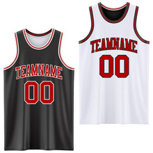 Load image into Gallery viewer, Custom Reversible Black Red-White Double Side Sublimation Basketball Suit Jersey
