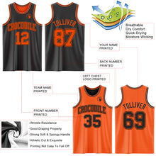 Load image into Gallery viewer, Custom Reversible Black Orange Double Side Sublimation Basketball Suit Jersey
