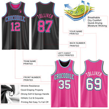 Load image into Gallery viewer, Custom Reversible Black Pink-Sky Blue Double Side Sublimation Basketball Suit Jersey
