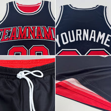 Load image into Gallery viewer, Custom Reversible Black Sky Blue-White Double Side Sublimation Basketball Suit Jersey
