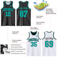 Load image into Gallery viewer, Custom Reversible Black Aqua Double Side Sublimation Basketball Suit Jersey
