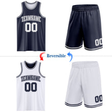 Load image into Gallery viewer, Custom Navy White Reversible Double Side Sublimation Basketball Suit Jersey
