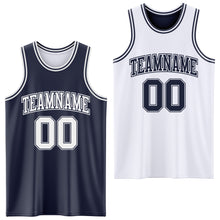 Load image into Gallery viewer, Custom Navy White Reversible Double Side Sublimation Basketball Suit Jersey
