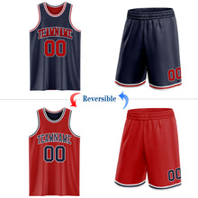 Load image into Gallery viewer, Custom Navy Red-White Reversible Double Side Sublimation Basketball Suit Jersey
