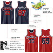 Load image into Gallery viewer, Custom Navy Red-White Reversible Double Side Sublimation Basketball Suit Jersey
