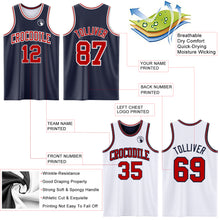 Load image into Gallery viewer, Custom Navy Red-White Reversible Double Side Sublimation Basketball Suit Jersey
