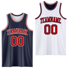 Load image into Gallery viewer, Custom Navy Red-White Reversible Double Side Sublimation Basketball Suit Jersey
