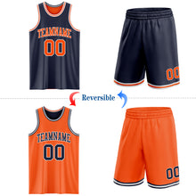 Load image into Gallery viewer, Custom Navy Orange-White Reversible Double Side Sublimation Basketball Suit Jersey
