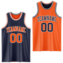 Load image into Gallery viewer, Custom Navy Orange-White Reversible Double Side Sublimation Basketball Suit Jersey
