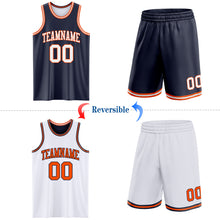 Load image into Gallery viewer, Custom Navy White-Orange Reversible Double Side Sublimation Basketball Suit Jersey
