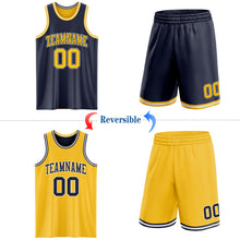 Load image into Gallery viewer, Custom Navy Gold-White Reversible Double Side Sublimation Basketball Suit Jersey
