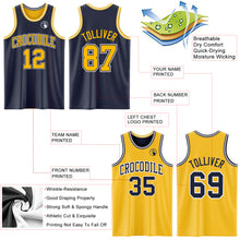 Load image into Gallery viewer, Custom Navy Gold-White Reversible Double Side Sublimation Basketball Suit Jersey
