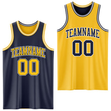 Load image into Gallery viewer, Custom Navy Gold-White Reversible Double Side Sublimation Basketball Suit Jersey

