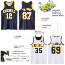 Load image into Gallery viewer, Custom Navy White-Gold Reversible Double Side Sublimation Basketball Suit Jersey
