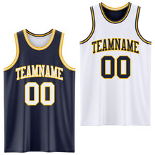 Load image into Gallery viewer, Custom Navy White-Gold Reversible Double Side Sublimation Basketball Suit Jersey
