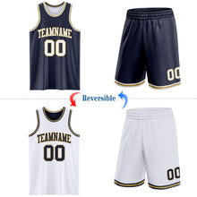 Load image into Gallery viewer, Custom Navy White-Old Gold Reversible Double Side Sublimation Basketball Suit Jersey
