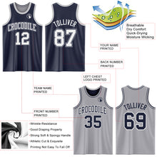 Load image into Gallery viewer, Custom Navy White-Gray Reversible Double Side Sublimation Basketball Suit Jersey
