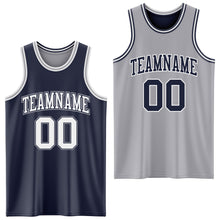 Load image into Gallery viewer, Custom Navy White-Gray Reversible Double Side Sublimation Basketball Suit Jersey
