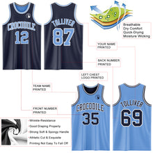 Load image into Gallery viewer, Custom Navy Light Blue-White Reversible Double Side Sublimation Basketball Suit Jersey
