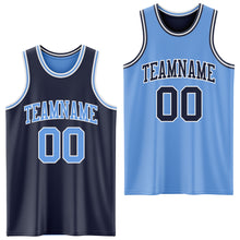 Load image into Gallery viewer, Custom Navy Light Blue-White Reversible Double Side Sublimation Basketball Suit Jersey
