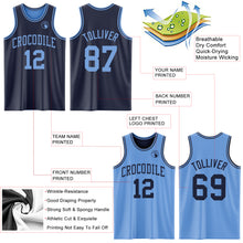 Load image into Gallery viewer, Custom Navy Light Blue Reversible Double Side Sublimation Basketball Suit Jersey
