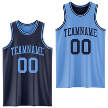 Load image into Gallery viewer, Custom Navy Light Blue Reversible Double Side Sublimation Basketball Suit Jersey
