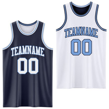 Load image into Gallery viewer, Custom Navy White-Light Blue Reversible Double Side Sublimation Basketball Suit Jersey

