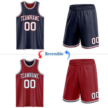 Load image into Gallery viewer, Custom Navy White-Maroon Reversible Double Side Sublimation Basketball Suit Jersey
