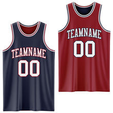 Load image into Gallery viewer, Custom Navy White-Maroon Reversible Double Side Sublimation Basketball Suit Jersey
