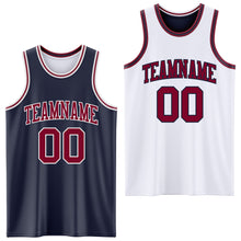 Load image into Gallery viewer, Custom Navy Maroon-White Reversible Double Side Sublimation Basketball Suit Jersey
