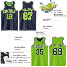 Load image into Gallery viewer, Custom Navy Neon Green-White Reversible Double Side Sublimation Basketball Suit Jersey
