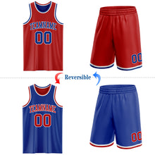 Load image into Gallery viewer, Custom Red Royal-White Reversible Double Side Sublimation Basketball Suit Jersey
