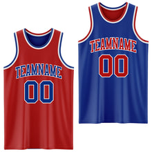 Load image into Gallery viewer, Custom Red Royal-White Reversible Double Side Sublimation Basketball Suit Jersey

