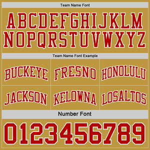 Custom Red White-Old Gold Reversible Double Side Sublimation Basketball Suit Jersey