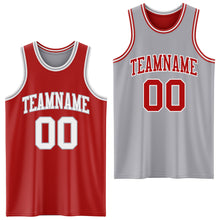 Load image into Gallery viewer, Custom Red White-Gray Reversible Double Side Sublimation Basketball Suit Jersey
