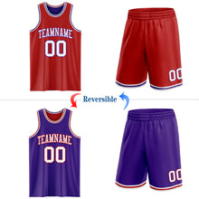 Load image into Gallery viewer, Custom Red White-Purple Reversible Double Side Sublimation Basketball Suit Jersey
