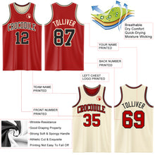 Load image into Gallery viewer, Custom Red Black-Cream Reversible Double Side Sublimation Basketball Suit Jersey
