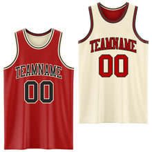 Load image into Gallery viewer, Custom Red Black-Cream Reversible Double Side Sublimation Basketball Suit Jersey
