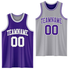 Load image into Gallery viewer, Custom Purple White-Gray Reversible Double Side Sublimation Basketball Suit Jersey
