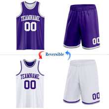 Load image into Gallery viewer, Custom Reversible Purple White-Gray Double Side Sublimation Basketball Suit Jersey
