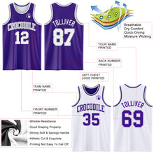 Load image into Gallery viewer, Custom Reversible Purple White-Gray Double Side Sublimation Basketball Suit Jersey
