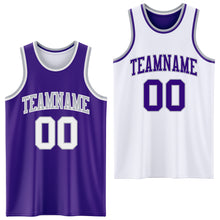 Load image into Gallery viewer, Custom Reversible Purple White-Gray Double Side Sublimation Basketball Suit Jersey
