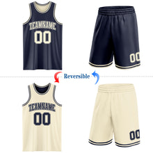 Load image into Gallery viewer, Custom Reversible Navy Cream Double Side Sublimation Basketball Suit Jersey
