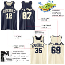 Load image into Gallery viewer, Custom Reversible Navy Cream Double Side Sublimation Basketball Suit Jersey
