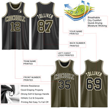 Load image into Gallery viewer, Custom Reversible Black Olive-Cream Double Side Sublimation Basketball Suit Jersey

