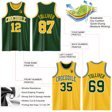 Load image into Gallery viewer, Custom Reversible Green Gold-White Double Side Sublimation Basketball Suit Jersey
