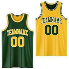 Load image into Gallery viewer, Custom Reversible Green Gold-White Double Side Sublimation Basketball Suit Jersey
