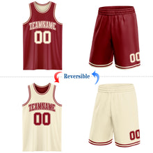 Load image into Gallery viewer, Custom Reversible Maroon Cream Double Side Sublimation Basketball Suit Jersey
